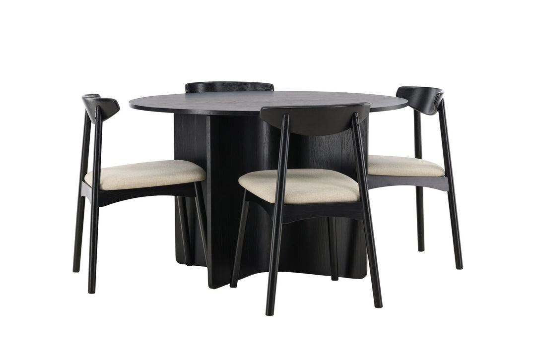 Venture Home Tyresö Table ø120 - Black with Ven Chair - Black
