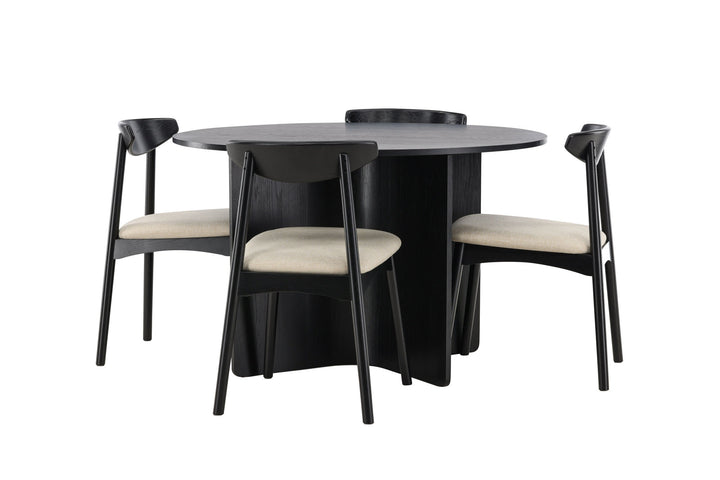 Venture Home Tyresö Table ø120 - Black with Ven Chair - Black