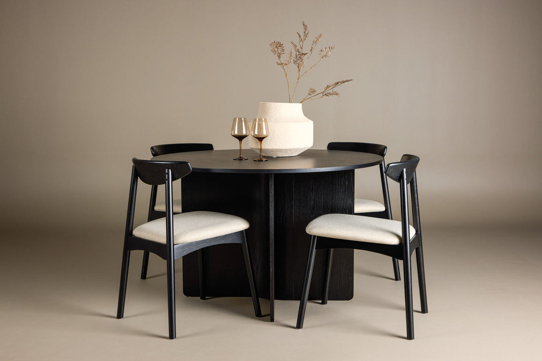 Venture Home Tyresö Table ø120 - Black with Ven Chair - Black