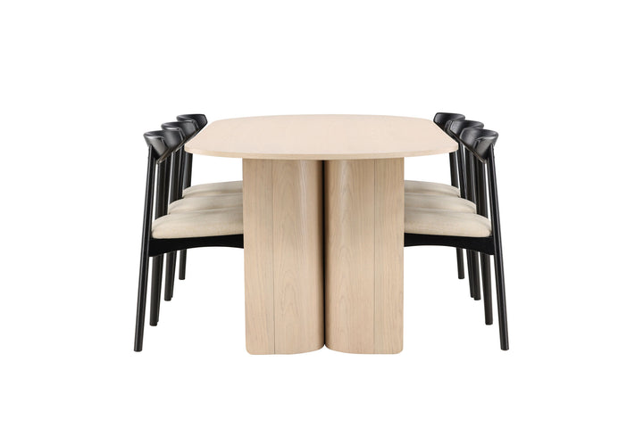 Venture Home Tyresö Table 100x220 cm - Whitewash with Ven Chair  - Black