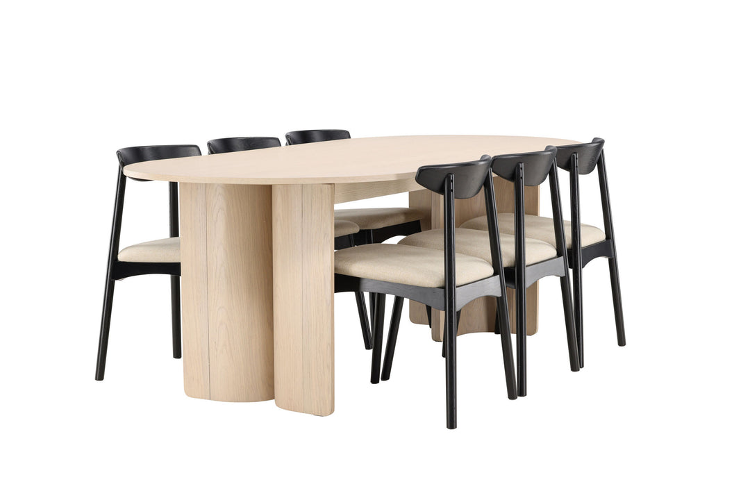 Venture Home Tyresö Table 100x220 cm - Whitewash with Ven Chair  - Black