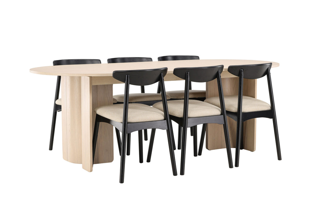 Venture Home Tyresö Table 100x220 cm - Whitewash with Ven Chair  - Black