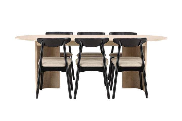 Venture Home Tyresö Table 100x220 cm - Whitewash with Ven Chair  - Black
