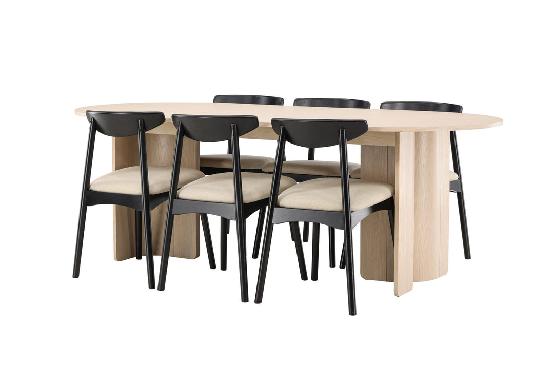 Venture Home Tyresö Table 100x220 cm - Whitewash with Ven Chair  - Black