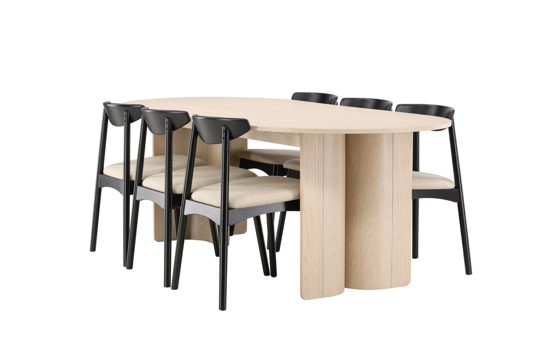 Venture Home Tyresö Table 100x220 cm - Whitewash with Ven Chair  - Black