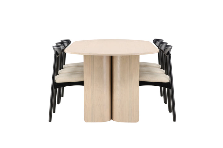 Venture Home Tyresö Table 100x220 cm - Whitewash with Ven Chair  - Black