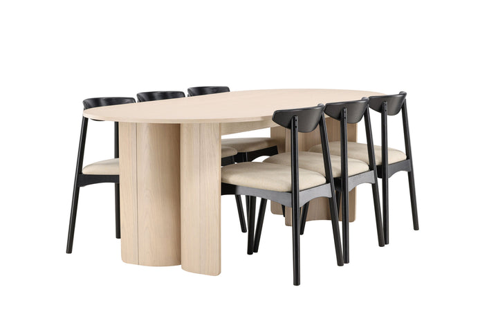 Venture Home Tyresö Table 100x220 cm - Whitewash with Ven Chair  - Black