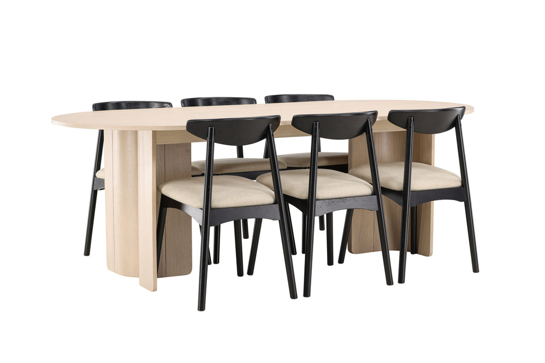 Venture Home Tyresö Table 100x220 cm - Whitewash with Ven Chair  - Black