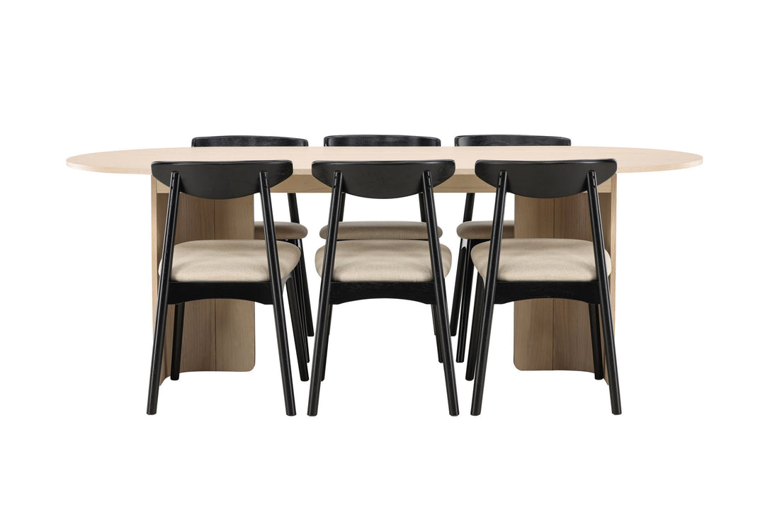 Venture Home Tyresö Table 100x220 cm - Whitewash with Ven Chair  - Black