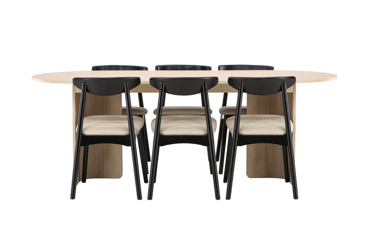 Venture Home Tyresö Table 100x220 cm - Whitewash with Ven Chair  - Black
