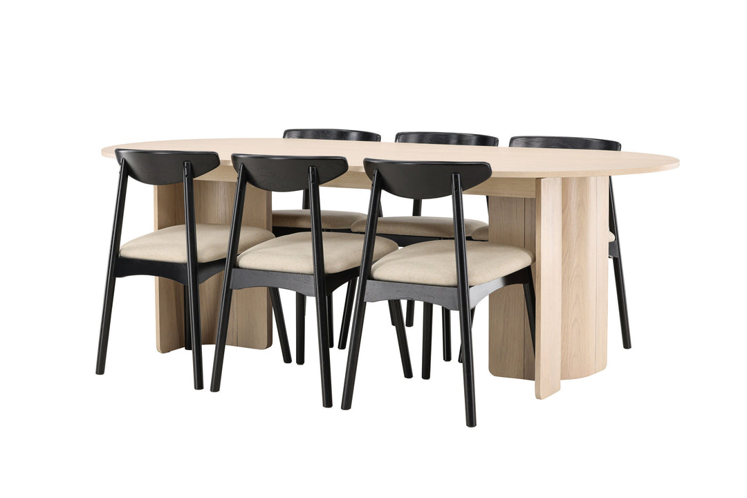 Venture Home Tyresö Table 100x220 cm - Whitewash with Ven Chair  - Black