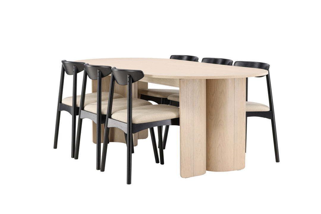 Venture Home Tyresö Table 100x220 cm - Whitewash with Ven Chair  - Black