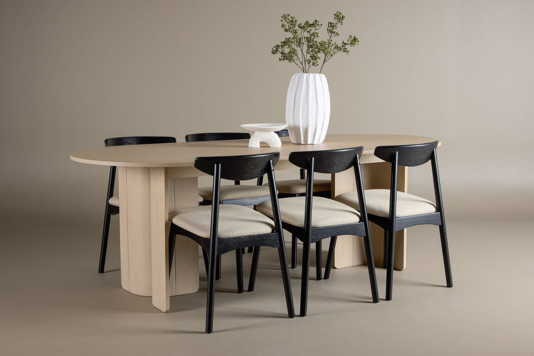 Venture Home Tyresö Table 100x220 cm - Whitewash with Ven Chair  - Black