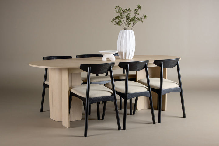 Venture Home Tyresö Table 100x220 cm - Whitewash with Ven Chair  - Black