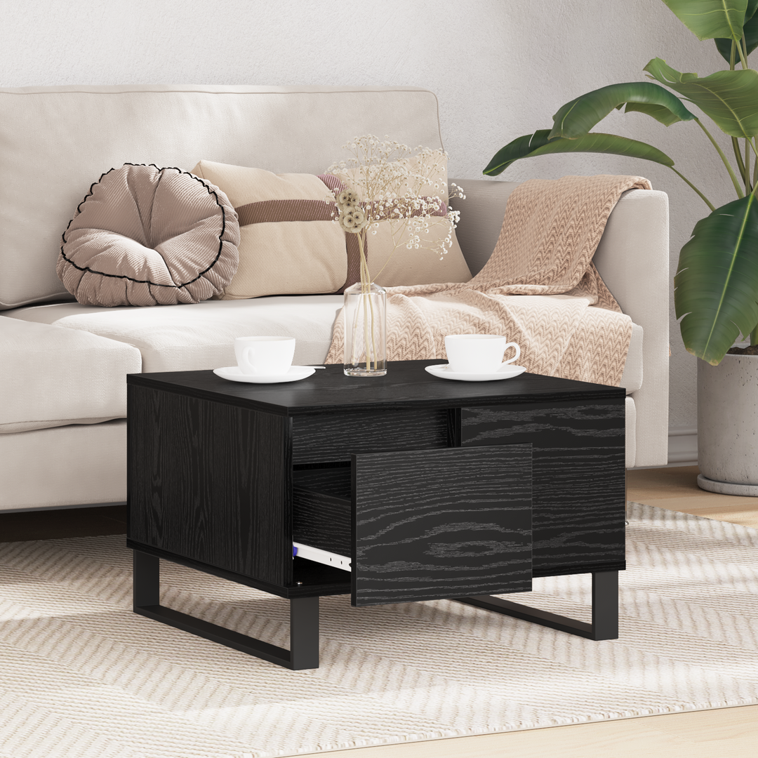 Sofabord med skuffe Sort eg 55 x 55 x 36,5 cm Konstrueret træ