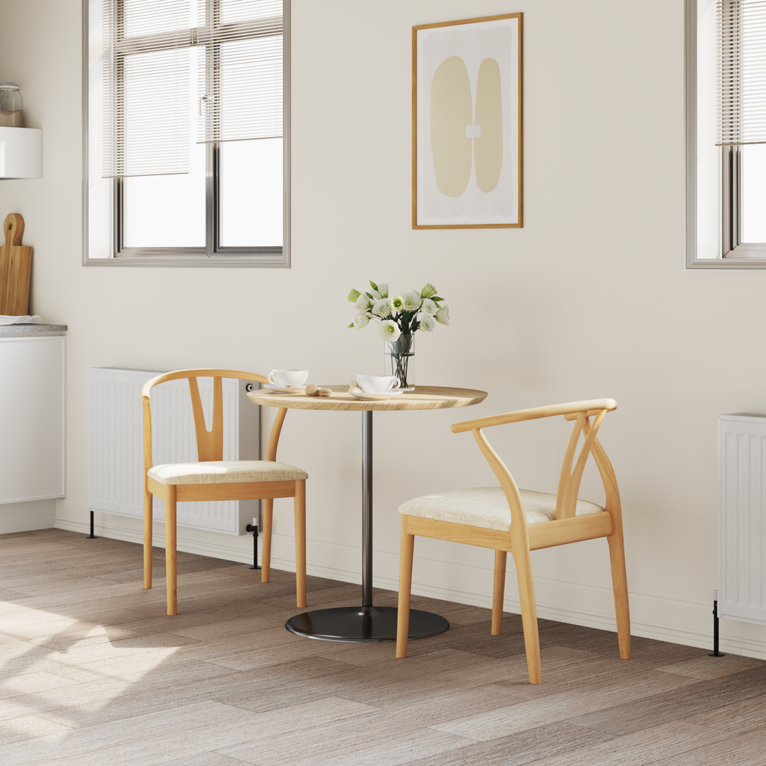 Spisestuestol 2 pcs Naturlig og lys Massiv Gummitræ