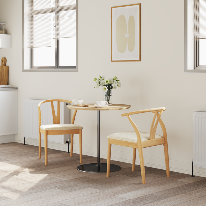 Spisestuestol 2 pcs Naturlig og lys Massiv Gummitræ