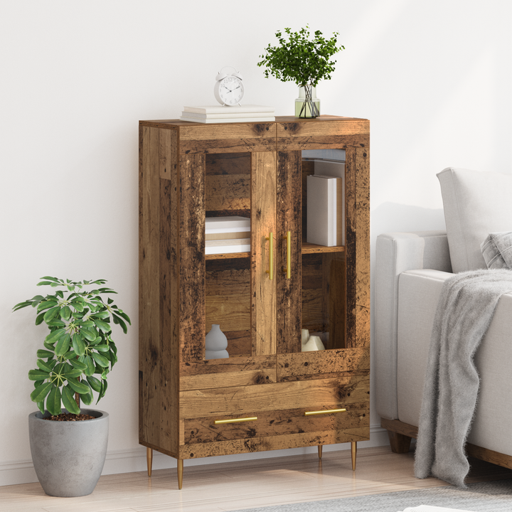 Highboard Gammelt træ 69,5 x 31 x 115 cm Ingeniørtræ og glas