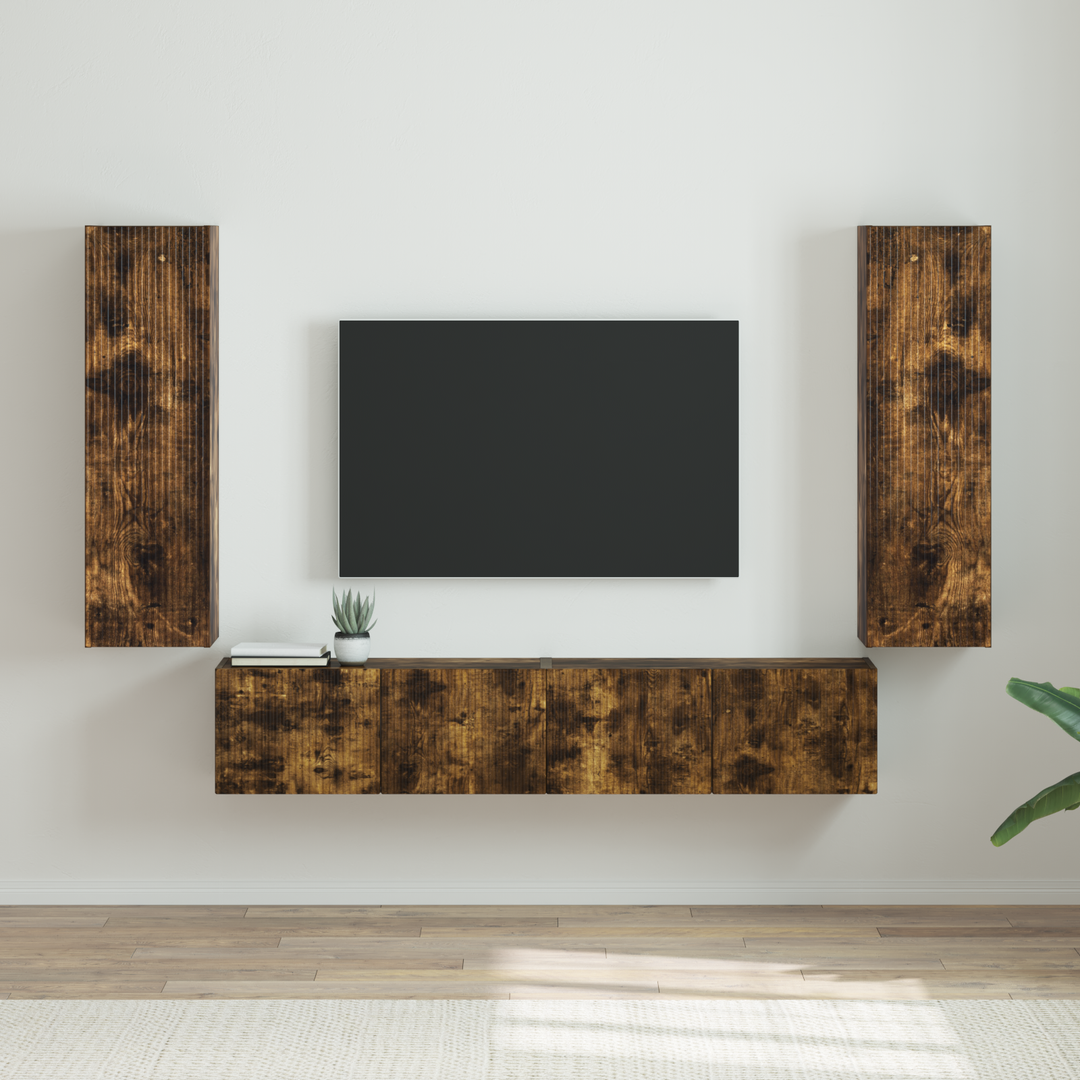 TV vægskab 2 pcs Røget eg 30 x 31 x 100 cm Konstrueret træ