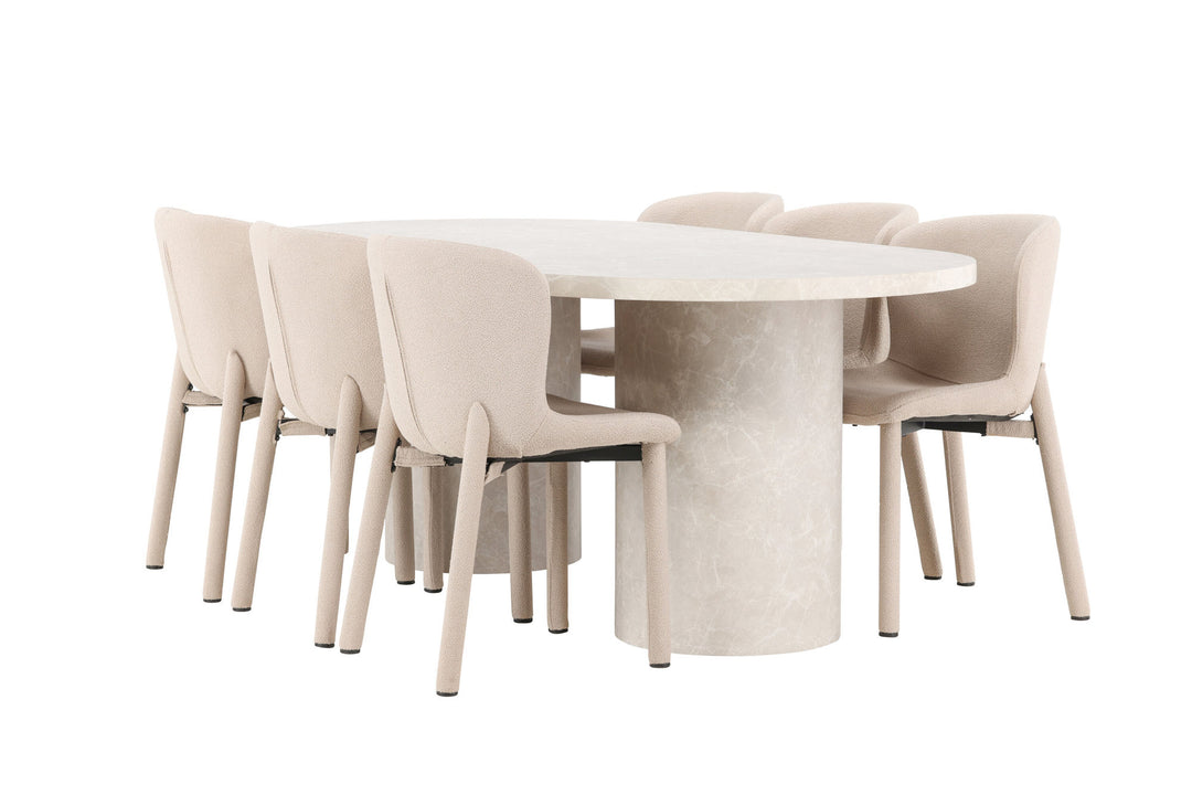 Venture Home Narvik Table - Beige with 6 Astoria Chair - Beige
