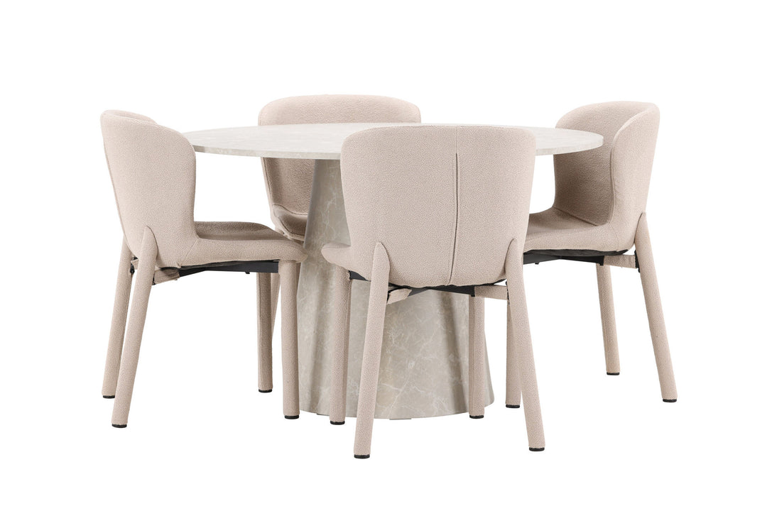 Venture Home Lanzo Table - Beige with 4 Astoria Chair - Beige