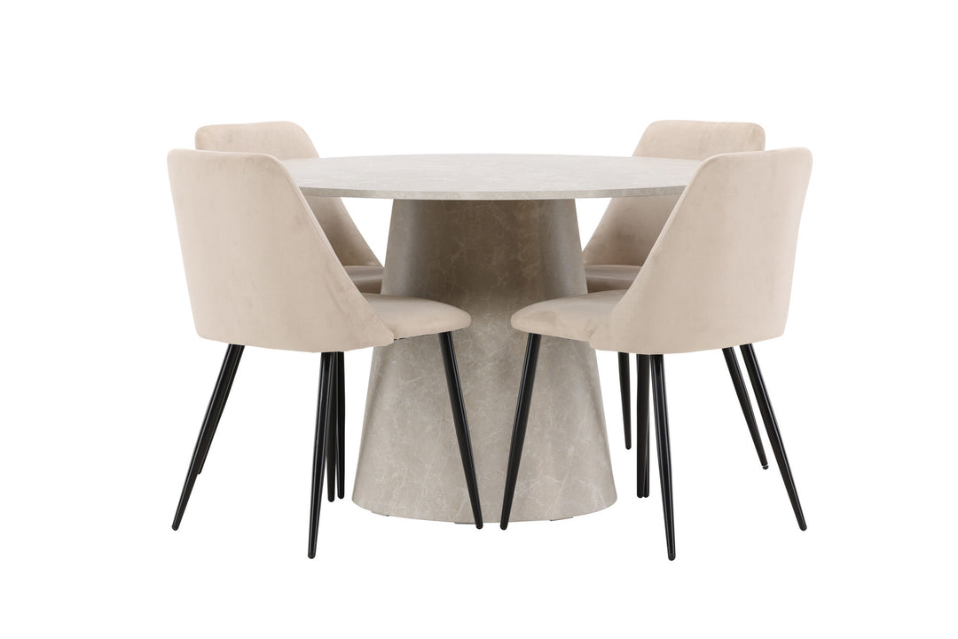 Venture Home Lanzo Table - Beige with 4 Night Chair - Black / Beige