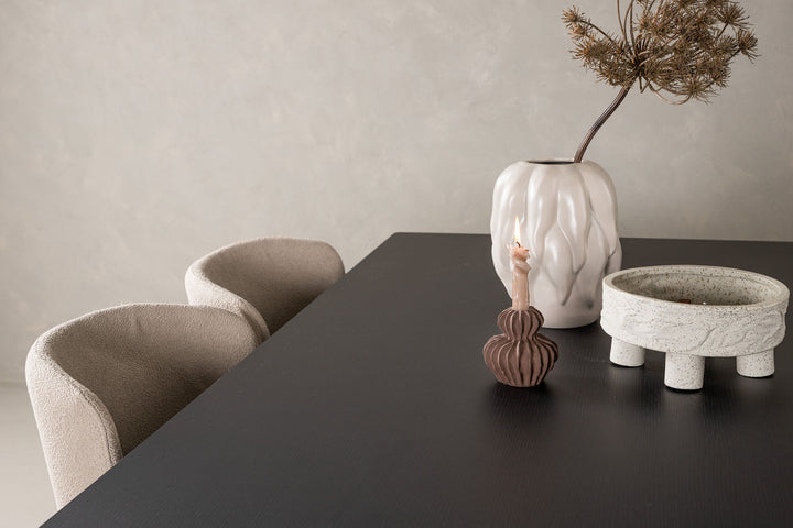 Venture Home Vail Dining Table - Black / Smoked Black MDF +Modesto Dining Chair - Beige / Beige Boucle _6