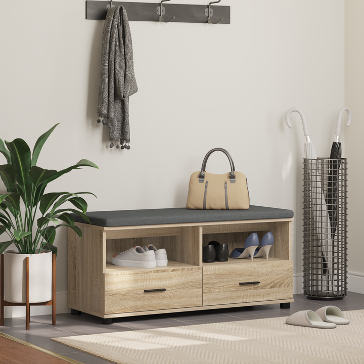 Hallbænk Sonoma eg 100 x 38 x 46 cm Kunstigt træ og stof
