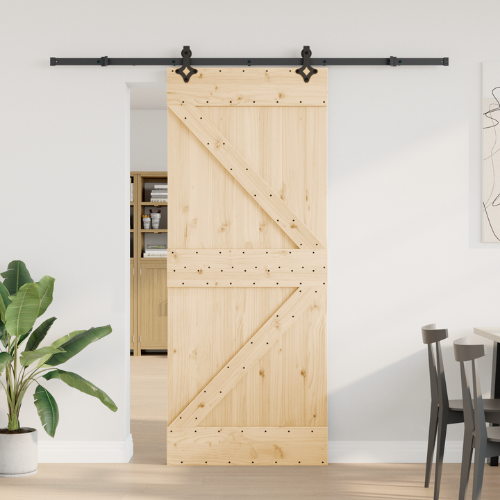 Skydedør NARVIK Naturfarvet og sort 85 x 210 cm (213,5 cm)