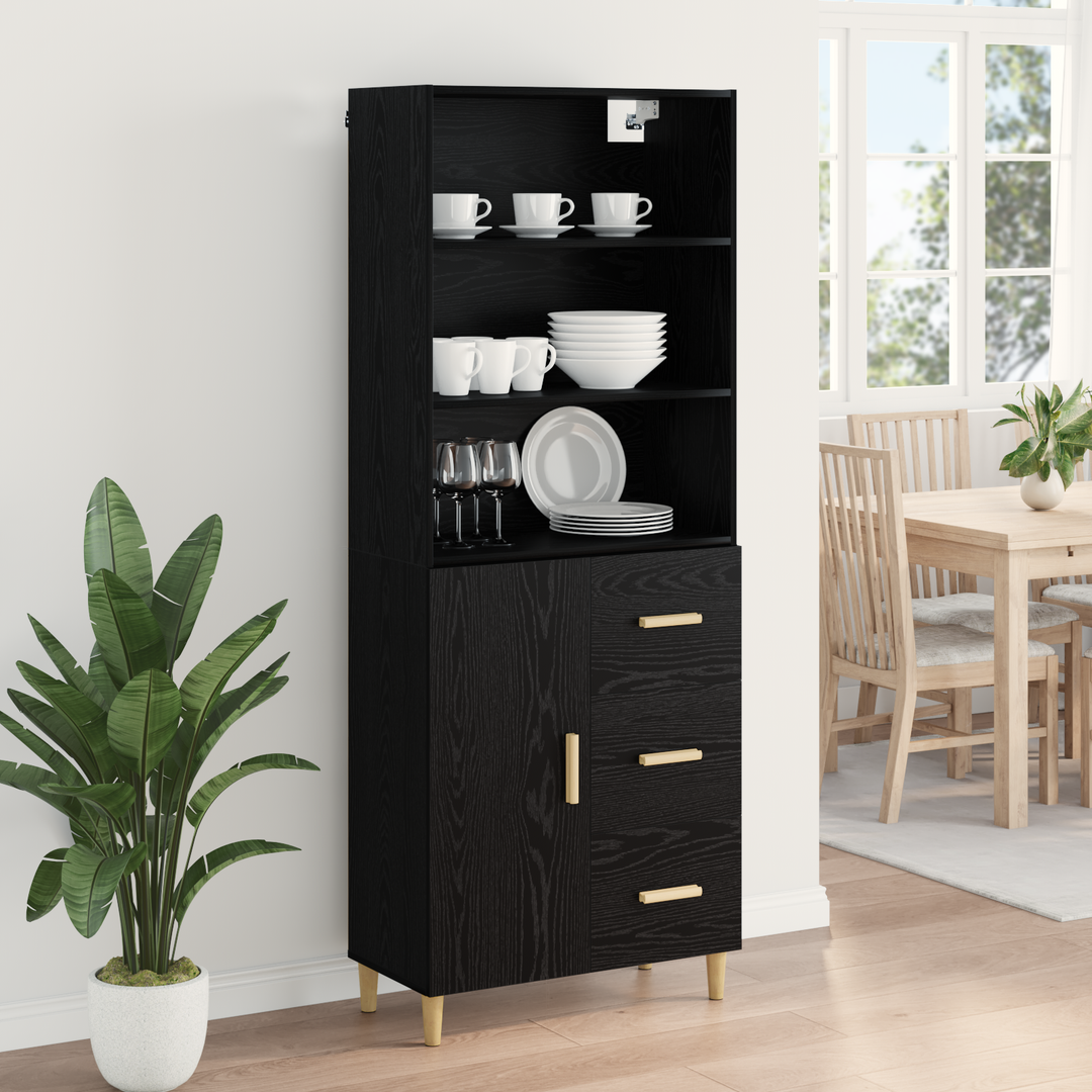 Highboard Sort eg 69,5 x 32,5 x 180 cm Konstrueret træ