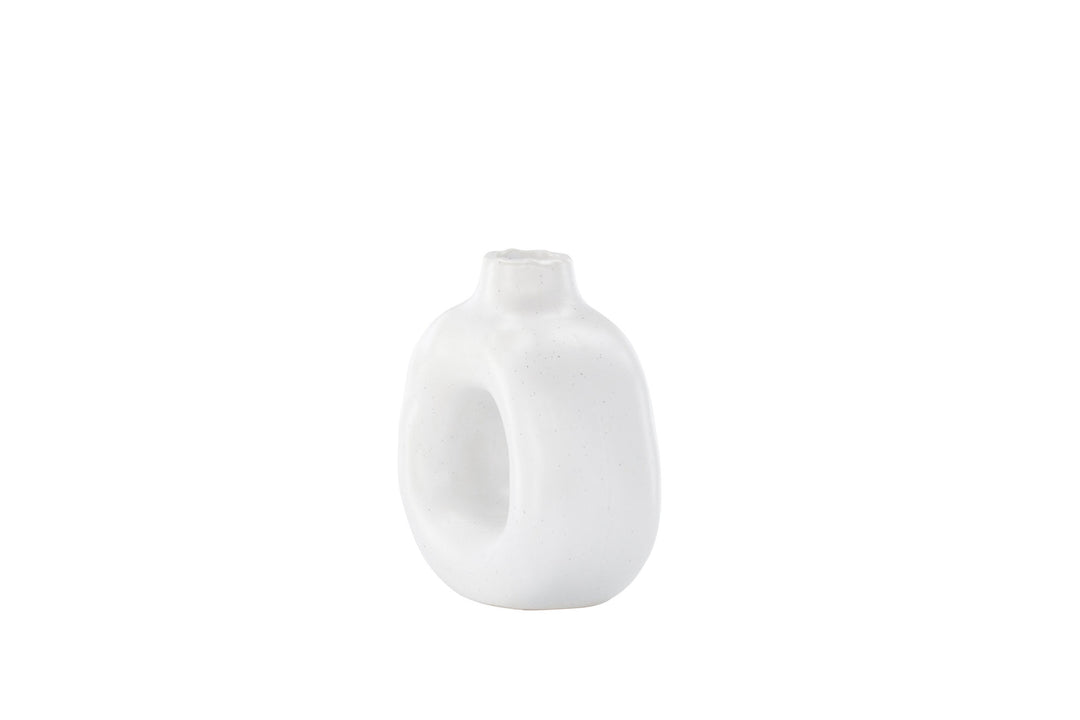 Venture Home Judi Candlestick - White/Black Dots - 13*6*13Hcm