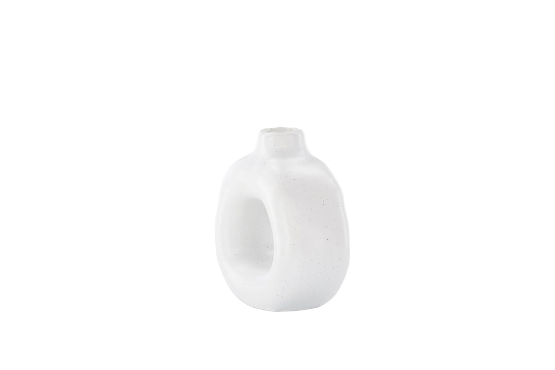 Venture Home Judi Candlestick - White/Black Dots - 13*6*13Hcm