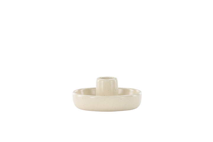 Venture Home Otis Candlestick - Beige/Black Dots - W11*H5cm