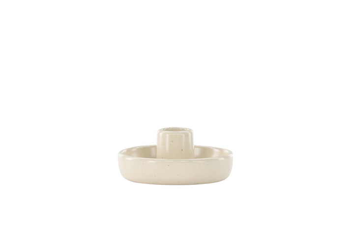 Venture Home Otis Candlestick - Beige/Black Dots - W11*H5cm