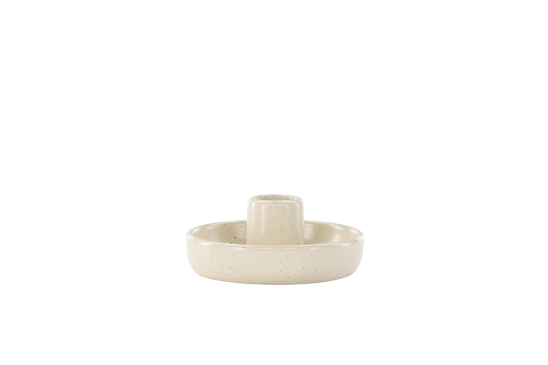 Venture Home Otis Candlestick - Beige/Black Dots - W11*H5cm