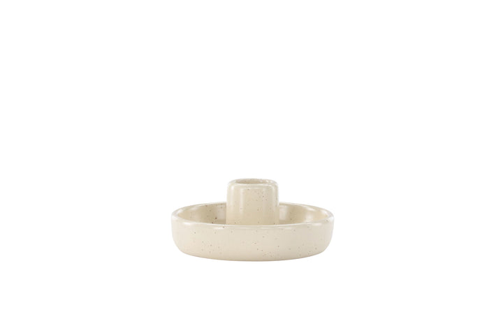 Venture Home Otis Candlestick - Beige/Black Dots - W11*H5cm