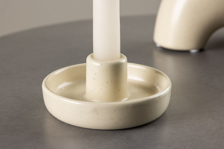 Venture Home Otis Candlestick - Beige/Black Dots - W11*H5cm