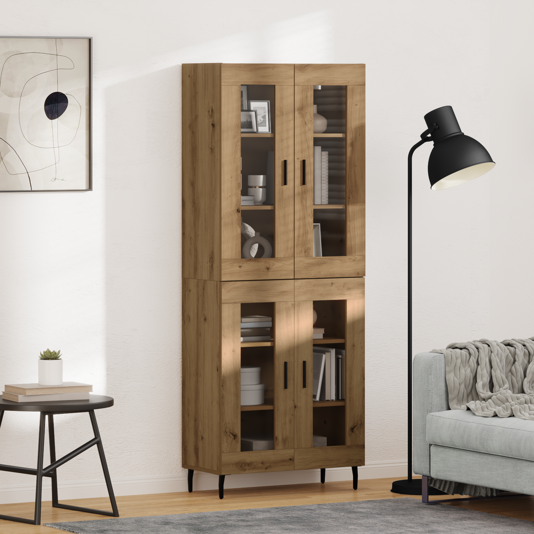 Highboard 2 pcs Artisan Egetræ Ingeniørtræ og glas