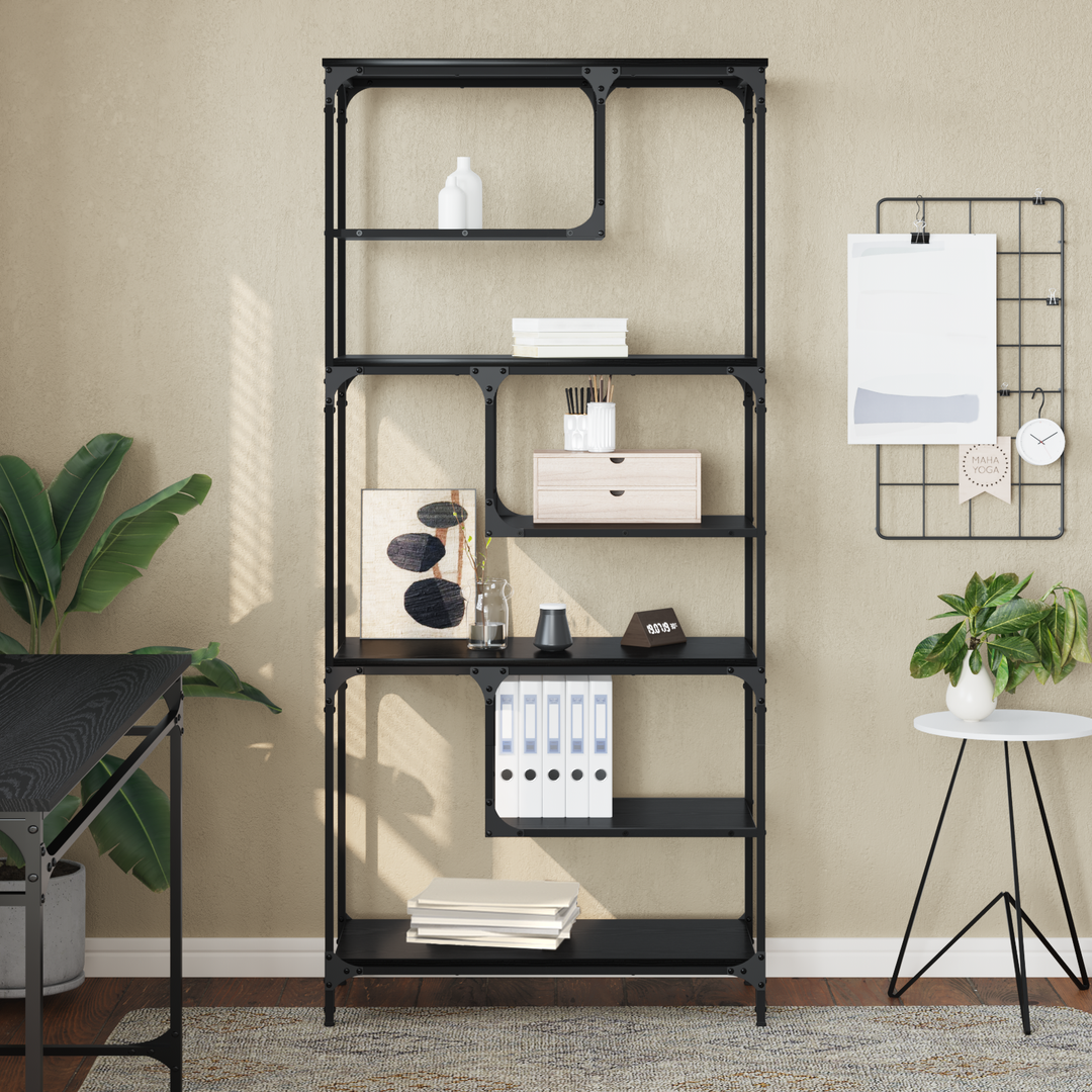 Bogreol Sort eg 81 x 36 x 176 cm Konstrueret træ