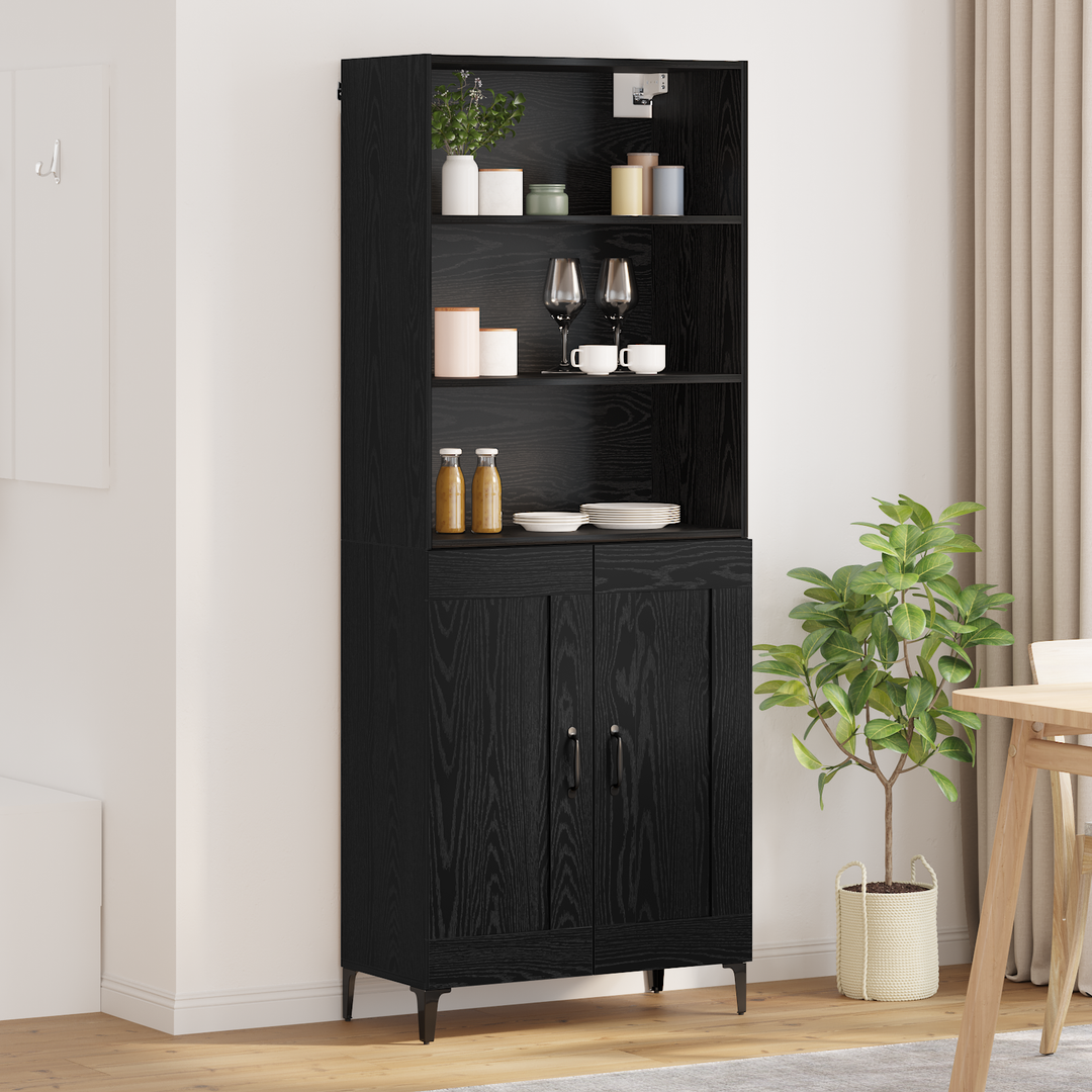 Highboard 2 pcs Sort eg Konstrueret træ