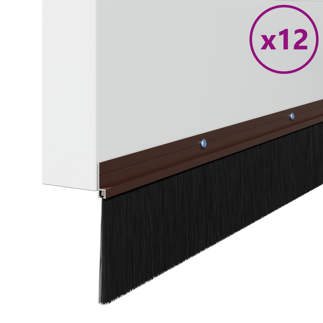 Skruemonterede dørbørste tætninger 12 pcs Brun 100 cm