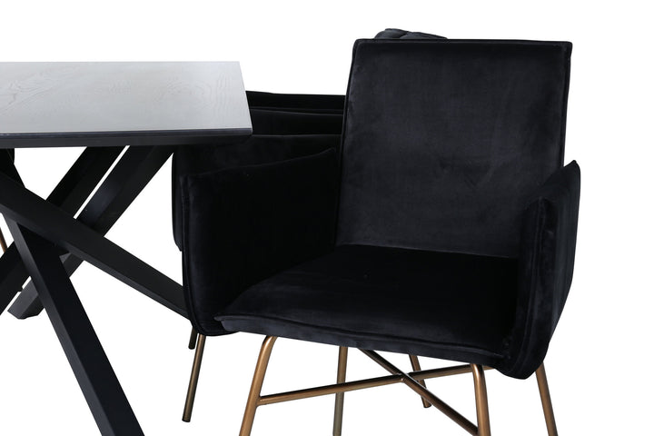 Venture Home Piazza Dining Table - Black / Black Veneer+Petra Chair - Distressed Copper / Black Velvet_6
