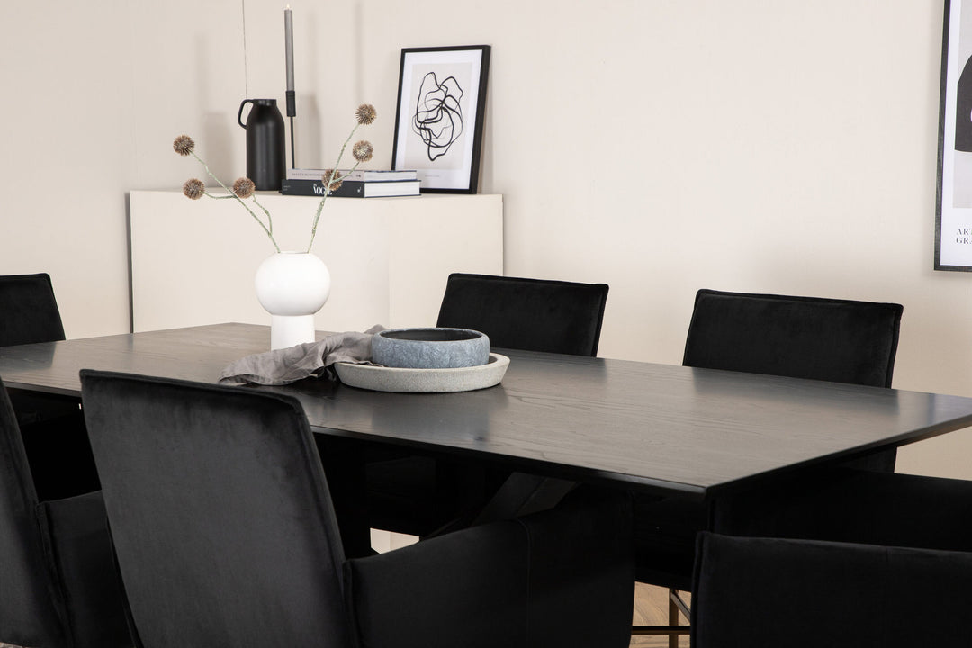 Venture Home Piazza Dining Table - Black / Black Veneer+Petra Chair - Distressed Copper / Black Velvet_6