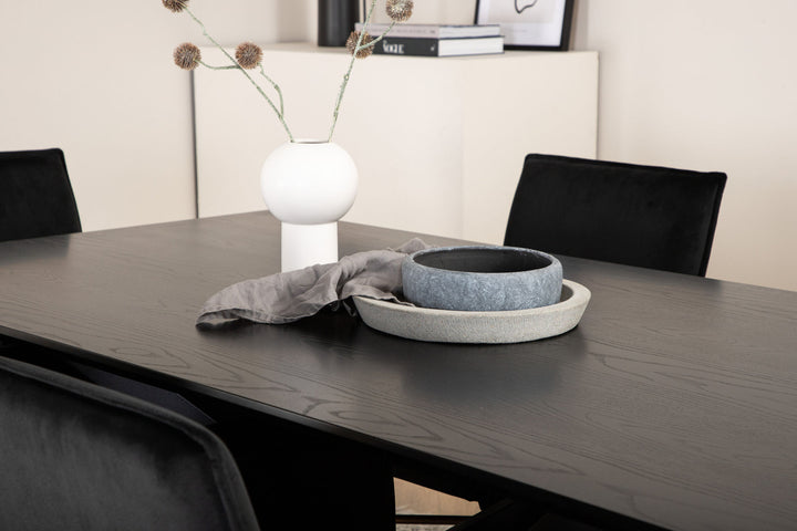 Venture Home Piazza Dining Table - Black / Black Veneer+Petra Chair - Distressed Copper / Black Velvet_6