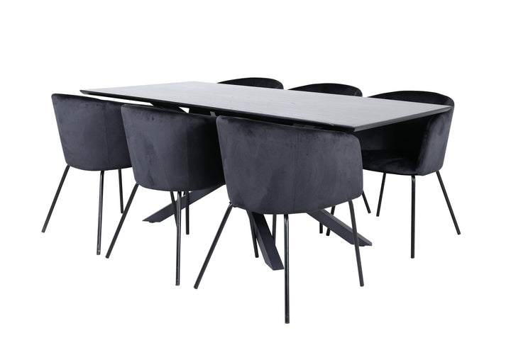 Venture Home Piazza Dining Table - Black / Black Veneer+Berit Chair - Black / Black Velvet_6