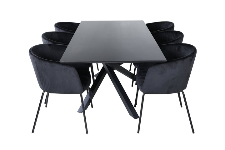 Venture Home Piazza Dining Table - Black / Black Veneer+Berit Chair - Black / Black Velvet_6