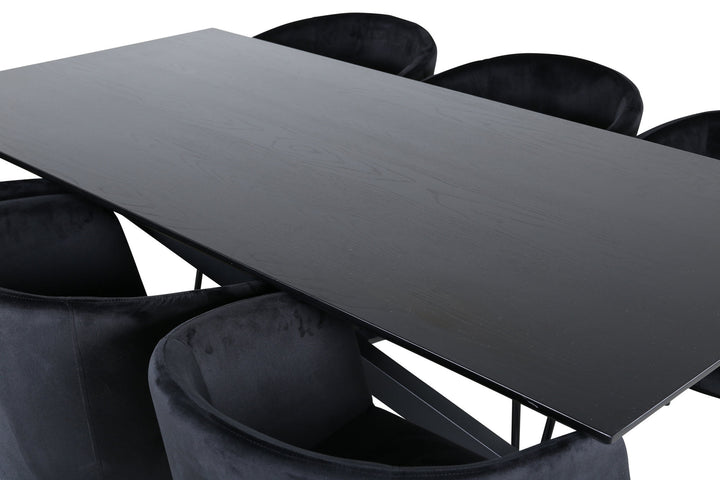 Venture Home Piazza Dining Table - Black / Black Veneer+Berit Chair - Black / Black Velvet_6