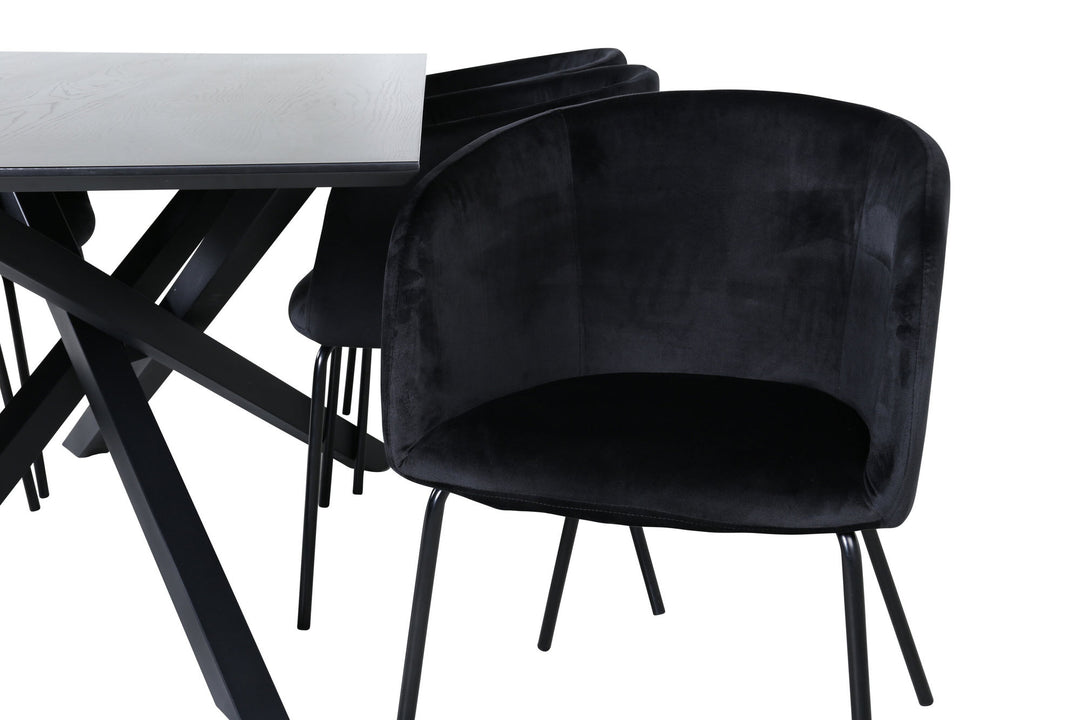 Venture Home Piazza Dining Table - Black / Black Veneer+Berit Chair - Black / Black Velvet_6