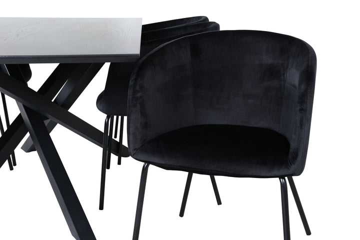 Venture Home Piazza Dining Table - Black / Black Veneer+Berit Chair - Black / Black Velvet_6