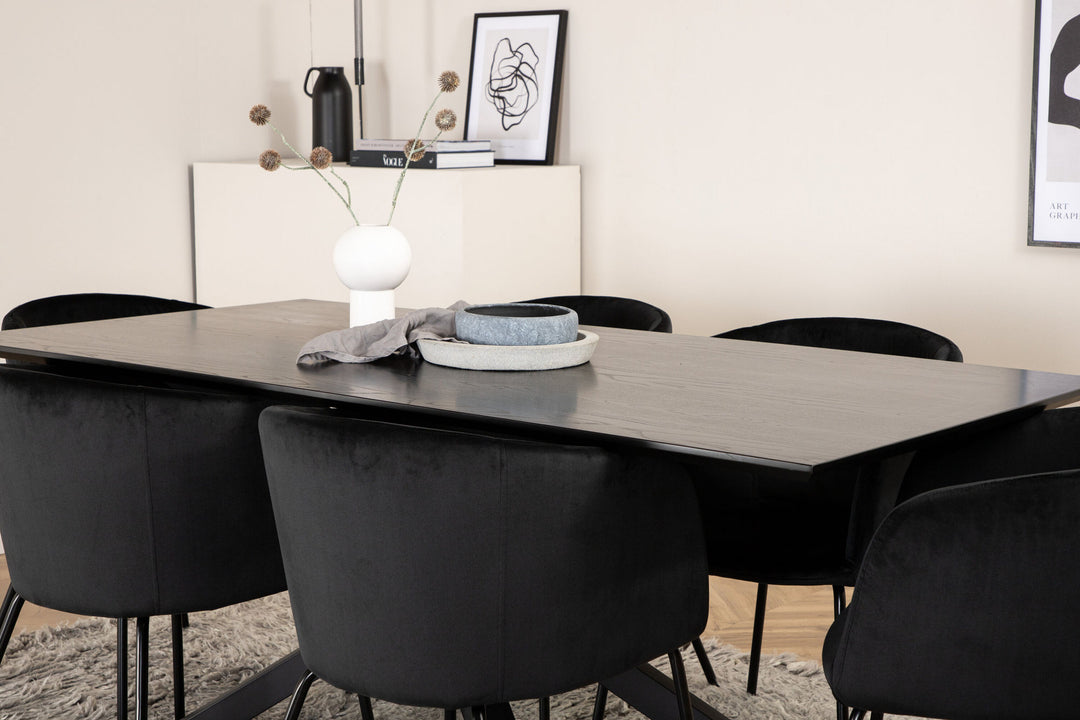 Venture Home Piazza Dining Table - Black / Black Veneer+Berit Chair - Black / Black Velvet_6